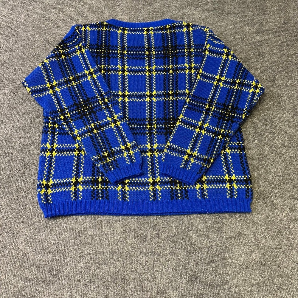 Miss Selfridge Sweater Womens Size M Blue Yellow Plaid Knit Crewneck Long Sleeve - Picture 5 of 6